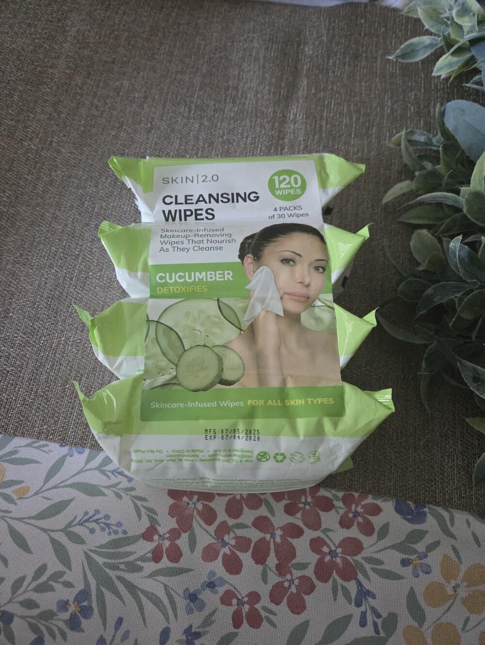 Skin|2.0 Cucumber Cleansing Wipes – Green Pack, 120 Wipes